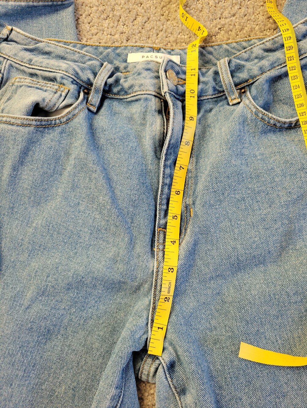 PacSun High Rise Straight Leg Jeans Light Wash Cotton Denim 26 Small - Picture 8 of 12